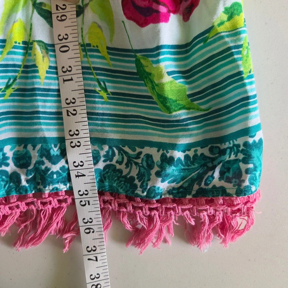 Antica Sartoria Giacomo Cinque Teal Pink Floral Sequin Fringe Mini Dress OS - Picture 5 of 11
